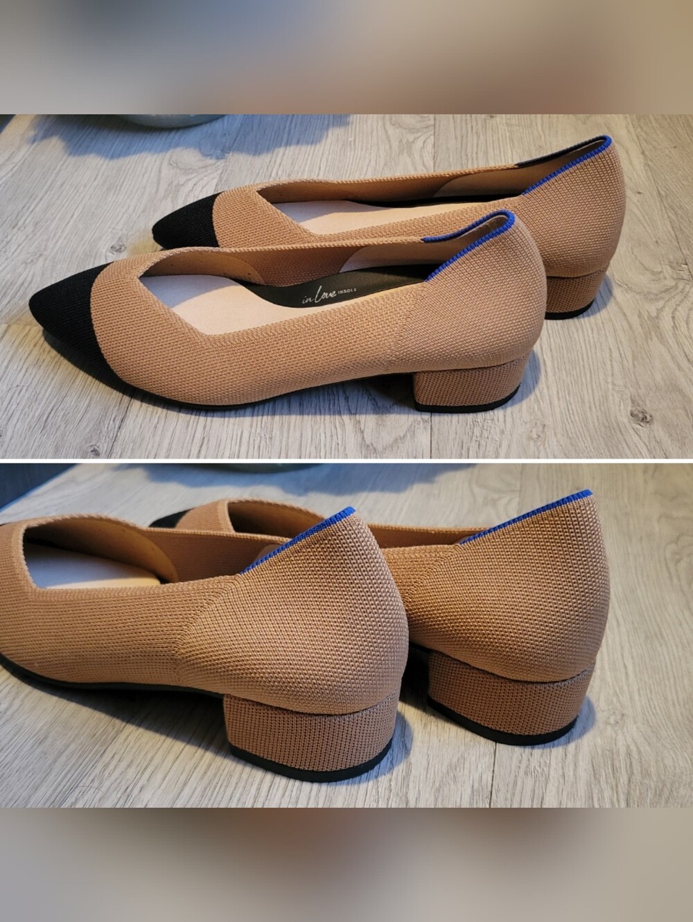 Rothy's The High Point Wren Beige & Black Cap-Toe Heel, Women's US 8.5 EU 38.5 - Picture 6 of 16